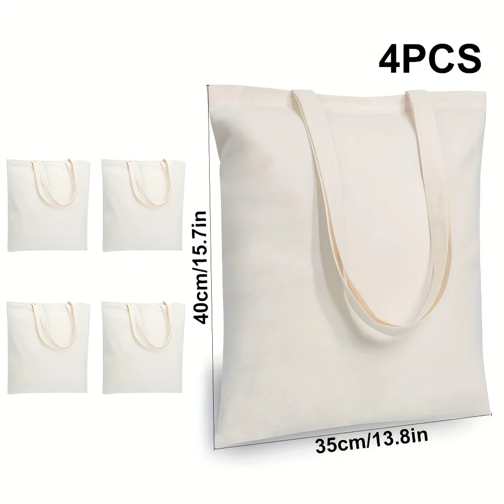 4 | 6 | 8 | 12 Pack Economical Cotton Tote Bag, Lightweight Medium Reusable Grocery Shopping Cloth Bags, Suitable for DIY, Adver