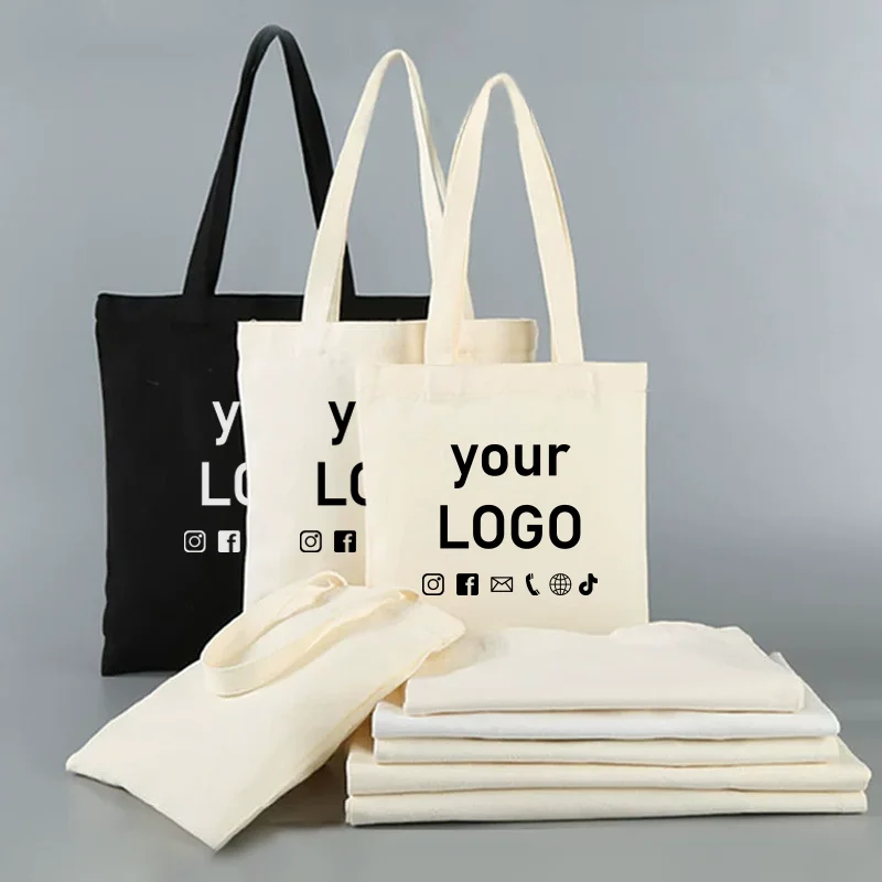10 canvas bags custom blank cotton bags eco-friendly shopping bags advertising bags tote bags custom printed logo